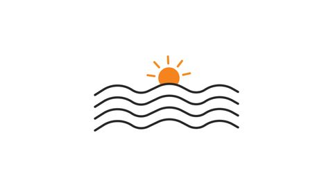 Sun behind Ocean Waves Icon Animation