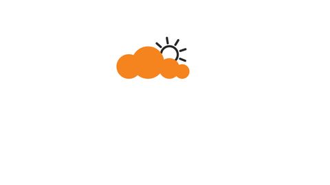 Sun hiding behind Clouds | Line drawing style Icon animation