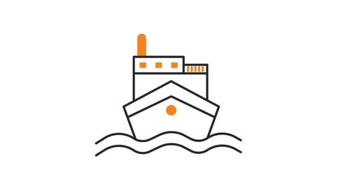 Ship on Ocean Waves | Line drawing style Icon animation