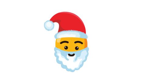 Christmas Greetings with an Animated Emoji, a Christmas Hat and White Beard