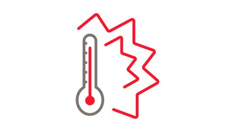 Temperature rising in a thermometer.