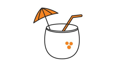 Coconut cocktail icon line drawing style animation