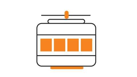 Cable Car Icon | Line drawing icon animation